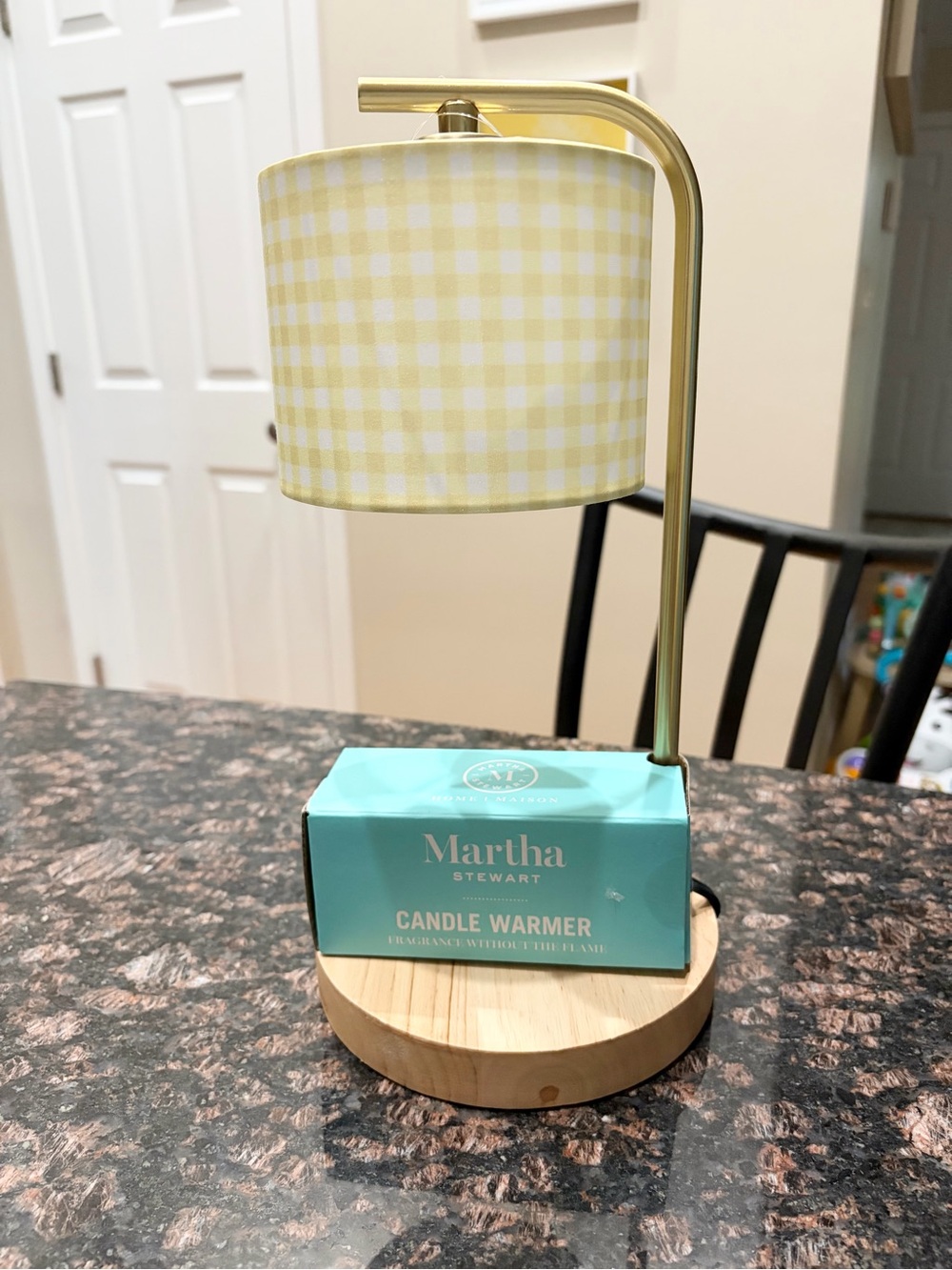 NWT Martha Stewart Candle Warmer Yellow Checkered
